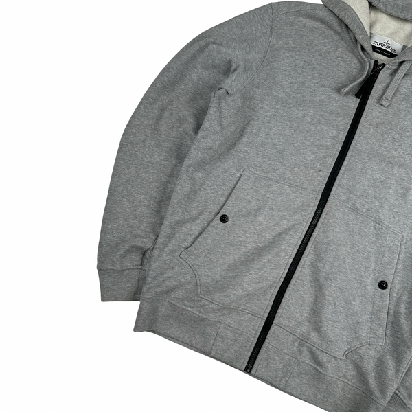 Stone Island 2023 Grey Zipped Hooded Jumper - Medium