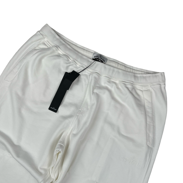 Stone Island 2023 Ice White Spellout Cotton Tracksuit Bottoms - 3XL