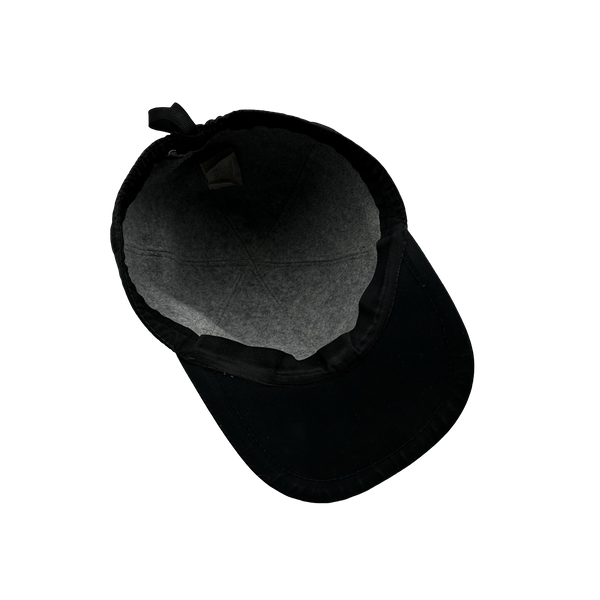 Stone Island 2003 Vintage Black Cotton Blend Wool Lined Spellout Cap