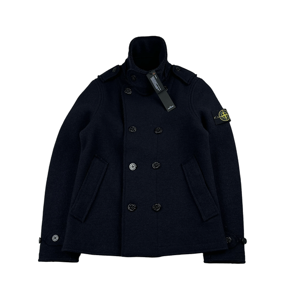 Stone Island 2015 Navy Wool Panno Duffle Buttoned Jacket - Small