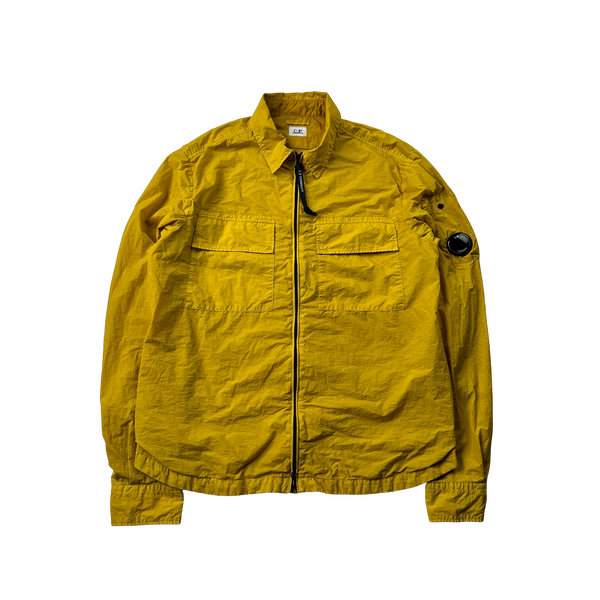 CP Company Yellow Chrome Nylon Zipped Overshirt - Medium