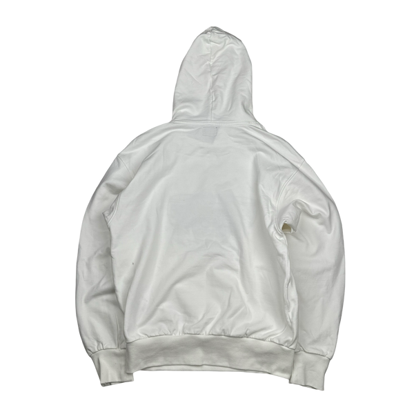 Evisu White Embroiderd Graphic Cotton Hoodie - Small