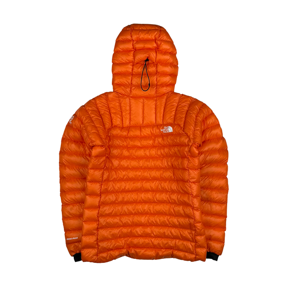 North Face Orange Breithorn Summit Series 800 Down Hooded Puffer Jacket - Small
