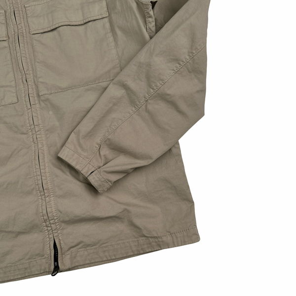 Stone Island 2023 Beige Supima Cotton Twill Zipped Overshirt - Medium