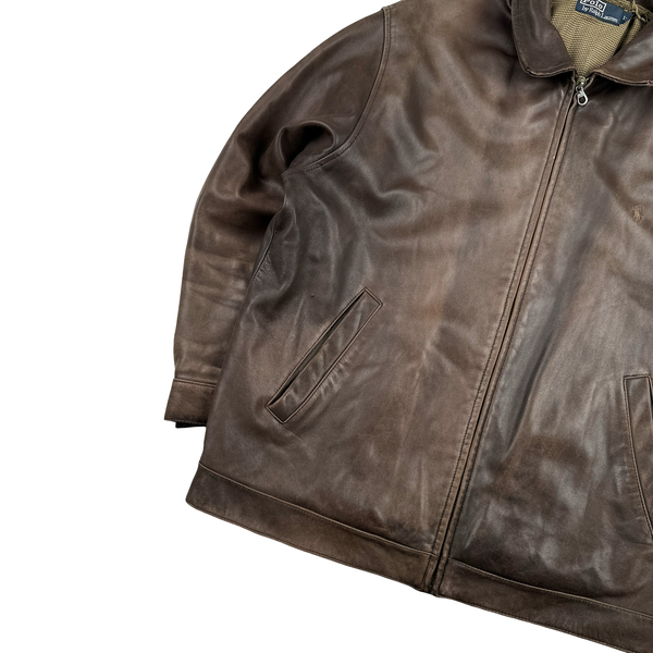 Ralph Lauren Brown Heavyweight Leather Jacket - Large