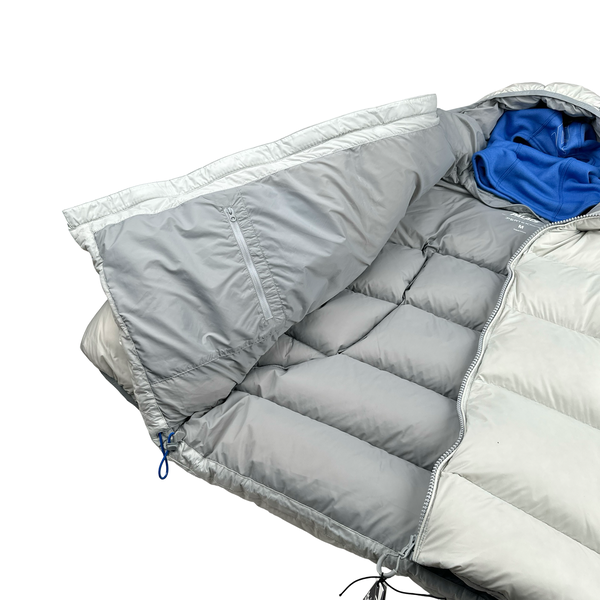 Palace 2024 White Matte Pertex Down Filled Blue Balaclava Puffer Jacket - Medium