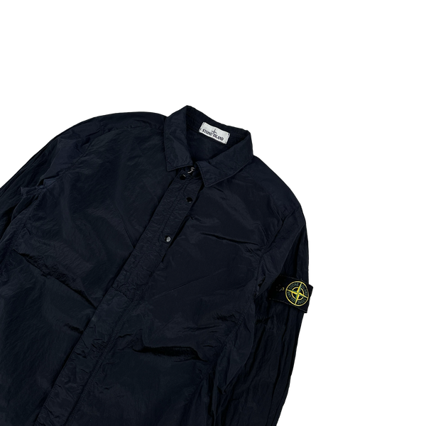 Stone Island Navy Blue Nylon Metal Shimmer Overshirt - Medium