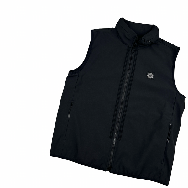 Stone Island 2022 Black Soft Shell-R Gilet - Large