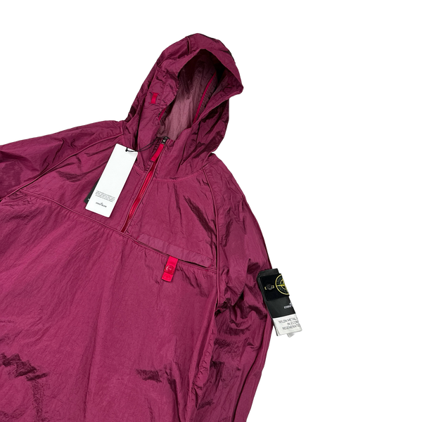 Stone Island 2022 Magenta Packable Nylon Metal Econyl Quarter Zip - Large