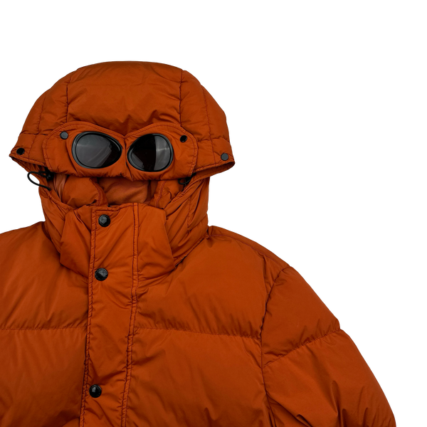 CP Company Burnt Orange Down Filled Nycra Goggle Puffer Jacket - Large