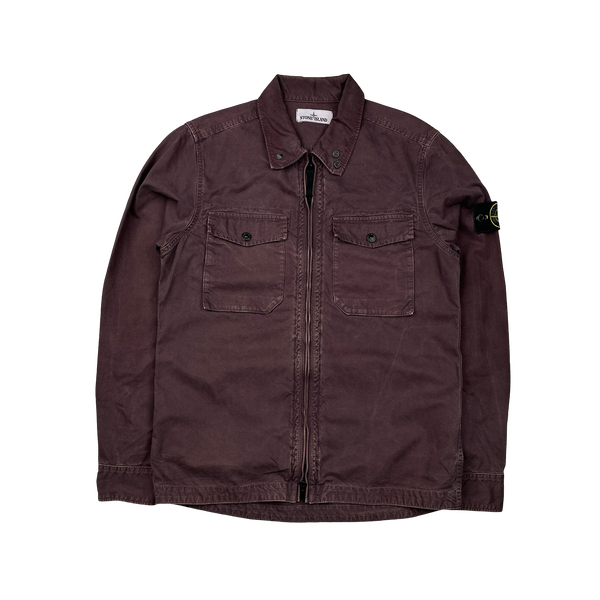 Stone Island 2015 Burgundy Thick Cotton Overshirt - Small