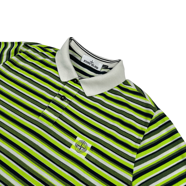 Stone Island 2012 Green Striped Patch Cotton Short Sleeve Polo - XL