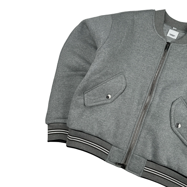 Burberry Thick Heavyweight Grey Spellout Zipped Jumper - Medium