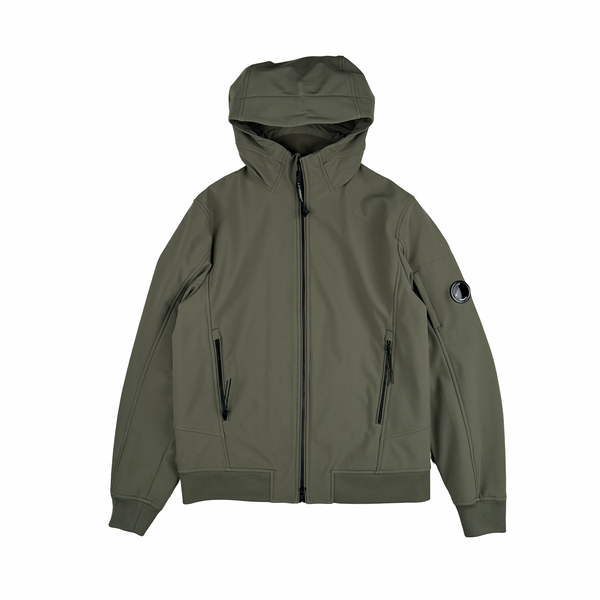 CP Company Khaki Fleece Lined Soft Shell Goggle Jacket - Large