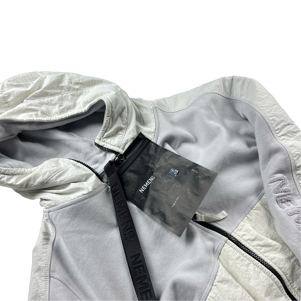 Nemen Ice Blue Zipped Spellout Hoodie Jacket - Medium