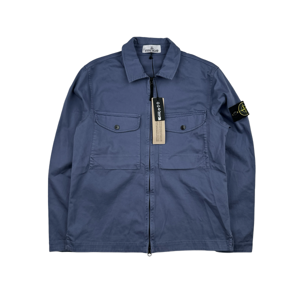 Stone Island 2024 Periwinkle Cotton Double Pocket Overshirt - Small
