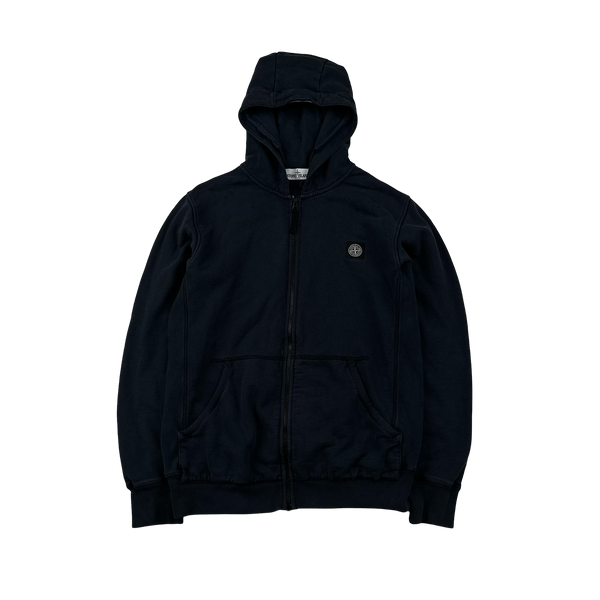 Stone Island 2012 Navy Zipped Patch Cotton Hoodie - XL