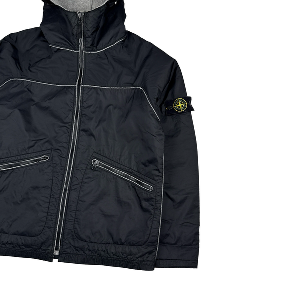 Stone Island 2003 Black Wool Lined Nylon Shell Jacket - Large