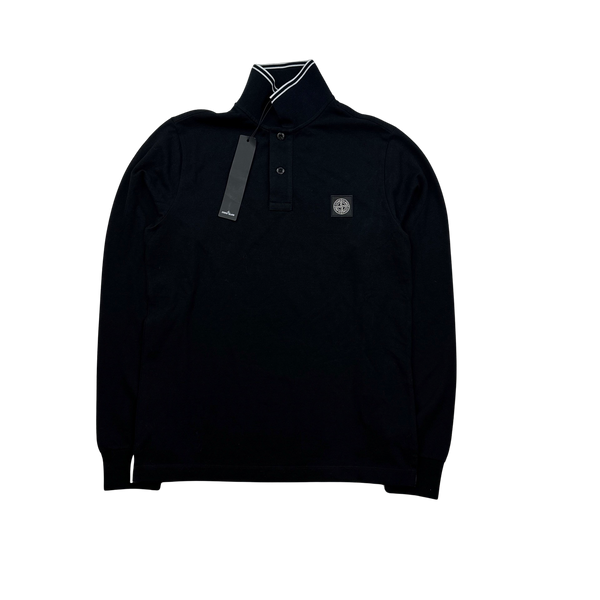 Stone Island 2021 Black Longsleeve Polo Shirt - Small