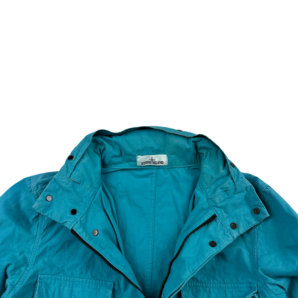 Stone Island 2020 Blue Cotton Cordura Centre Badge Field Jacket - Medium