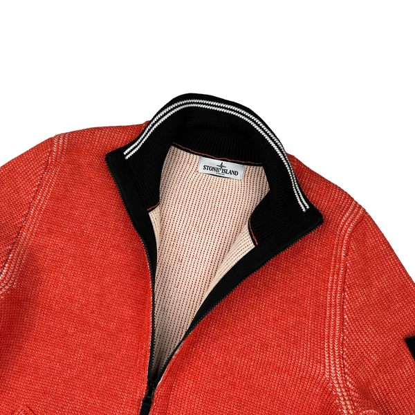 Stone Island 2012 Coral Knit Cotton Blend Lino Flax Zipped Jumper - Large