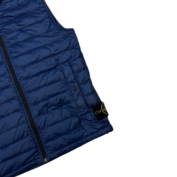 Stone Island Navy Micro Rip Stop Down Gilet - Small