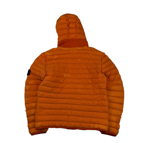 Stone Island 2019 Orange Loom Woven Down Puffer Jacket - Large