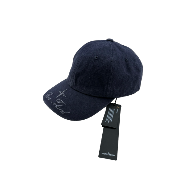 Stone Island X Supreme 2023 Navy Cotton Spellout Cap