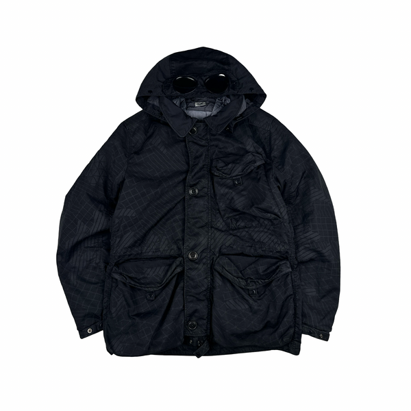 CP Company Black M Bossed Quilted Goggle Jacket - Medium