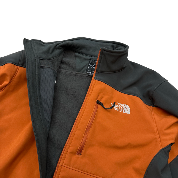 North Face Orange/Grey Soft Shell Fleece Lined Zipped Jumper - Small