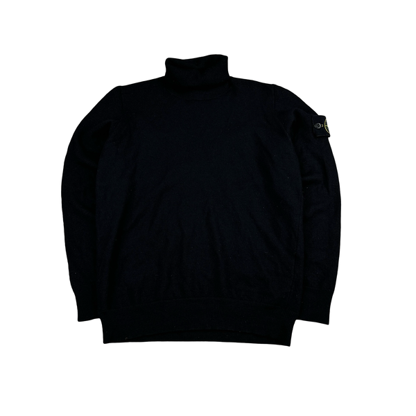 Stone Island 2024 Black Wool High Neck Knit Jumper - Small