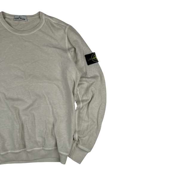 Stone Island 2018 Cream White Cotton Crewneck Sweatshirt - Medium