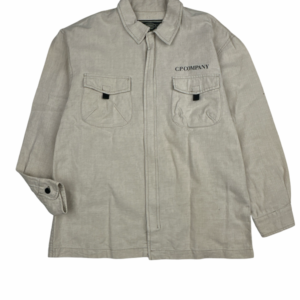 CP Company 90's Japan Exclusive Beige Multi pocket Linen Shirt - Small