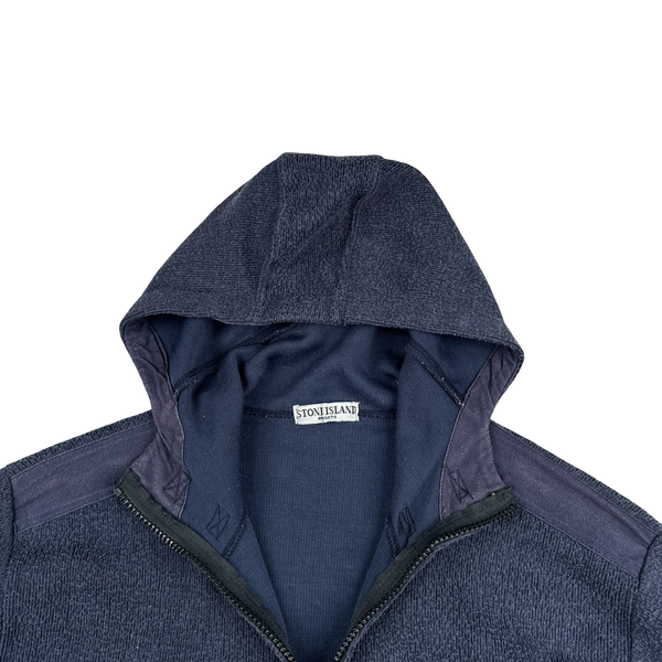 Stone Island 2003 Navy Chest Pockets Zipped Knitted Jumper - XL