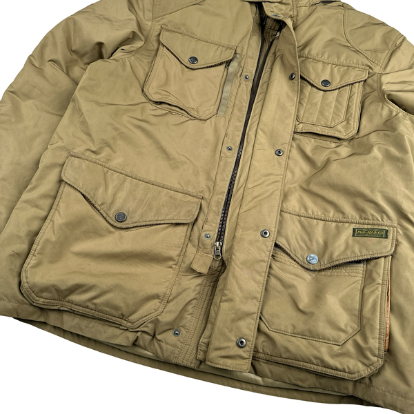 Ralph Lauren Tan Quilted Cargo Zipped Jacket - Large