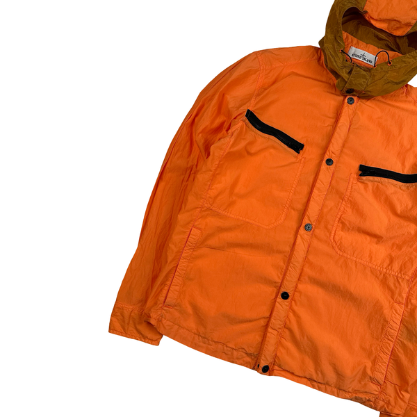 Stone Island 2015 Orange Nylon Metal Hooded Overshirt - Large