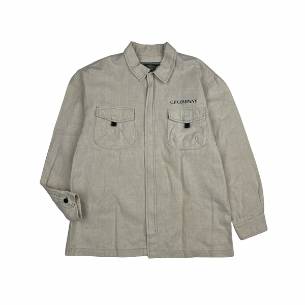CP Company 90's Japan Exclusive Beige Multi pocket Linen Shirt - Small