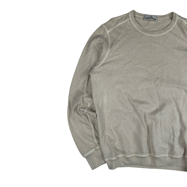 Stone Island 2018 Cream White Cotton Crewneck Sweatshirt - Medium