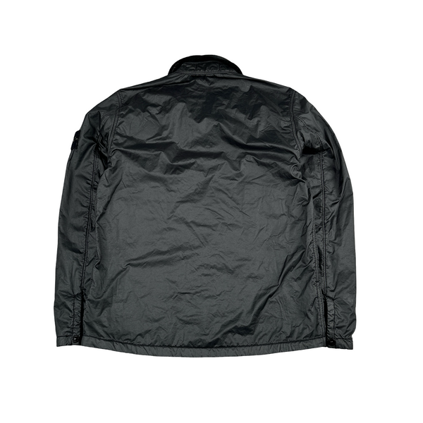 Stone Island 2020 Black Lamy Flock Zipped Overshirt - Small