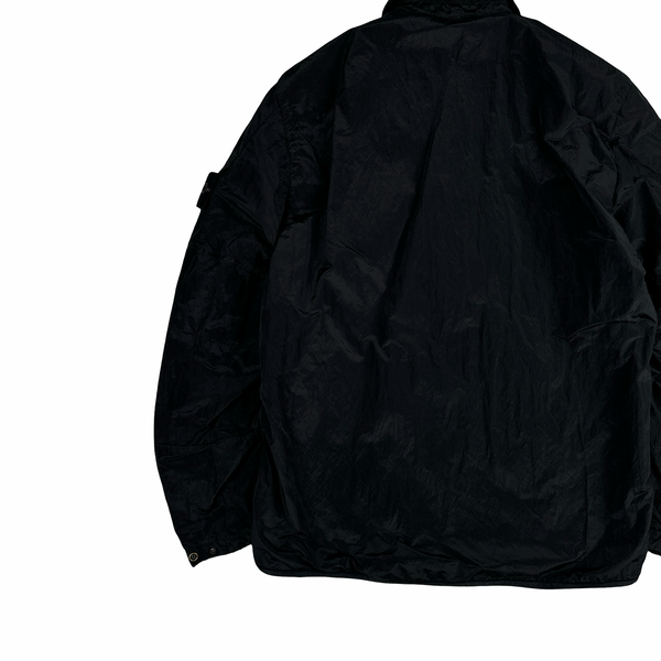 Stone Island Black Shimmer Nylon Metal Cotton Lined Overshirt - Medium