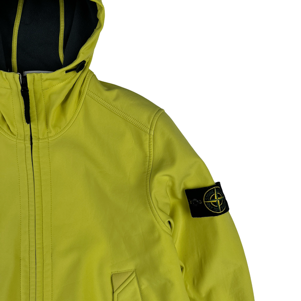 Stone Island Neon Yellow Fleece Lined Soft Shell Jacket - Medium