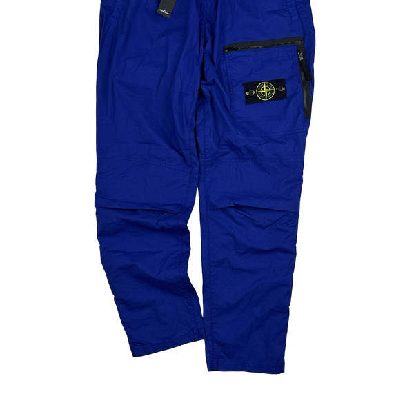 Stone Island 2022 Electric Blue Cotton Cargo Trousers - 32"