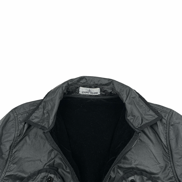 Stone Island 2020 Black Lamy Flock Zipped Overshirt - Small