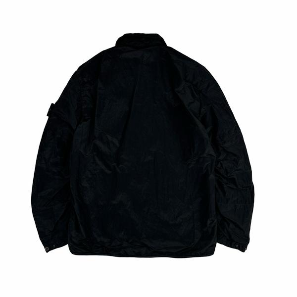 Stone Island Black Shimmer Nylon Metal Cotton Lined Overshirt - Medium