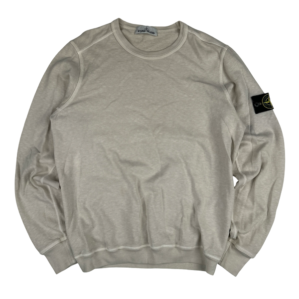 Stone Island 2018 Cream White Cotton Crewneck Sweatshirt - Medium