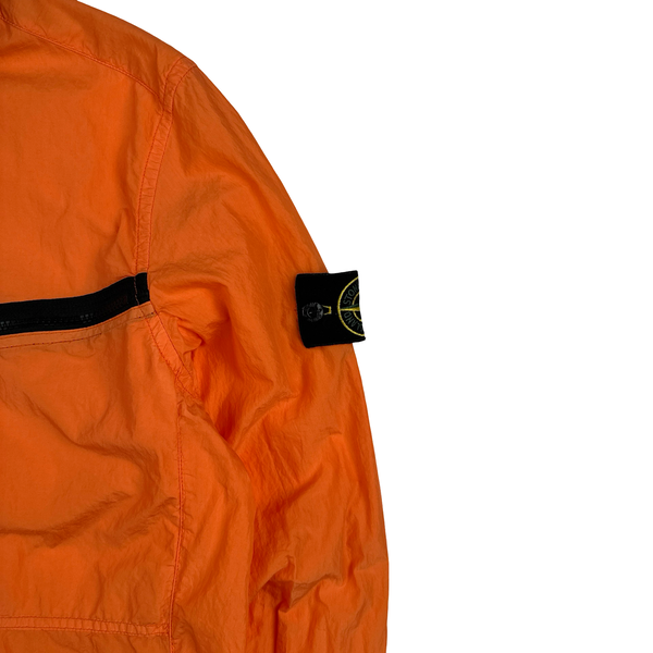 Stone Island 2015 Orange Nylon Metal Hooded Overshirt - Large