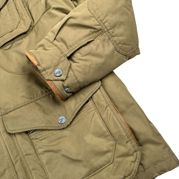 Ralph Lauren Tan Quilted Cargo Zipped Jacket - Large