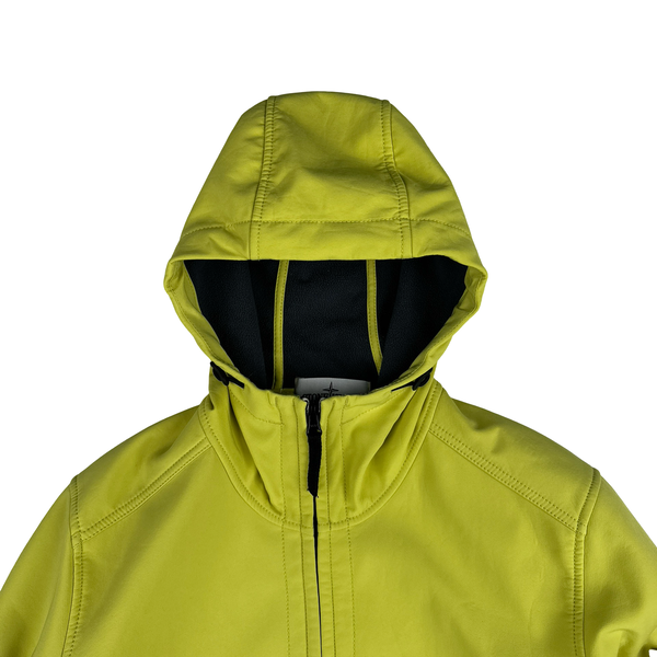 Stone Island Neon Yellow Fleece Lined Soft Shell Jacket - Medium