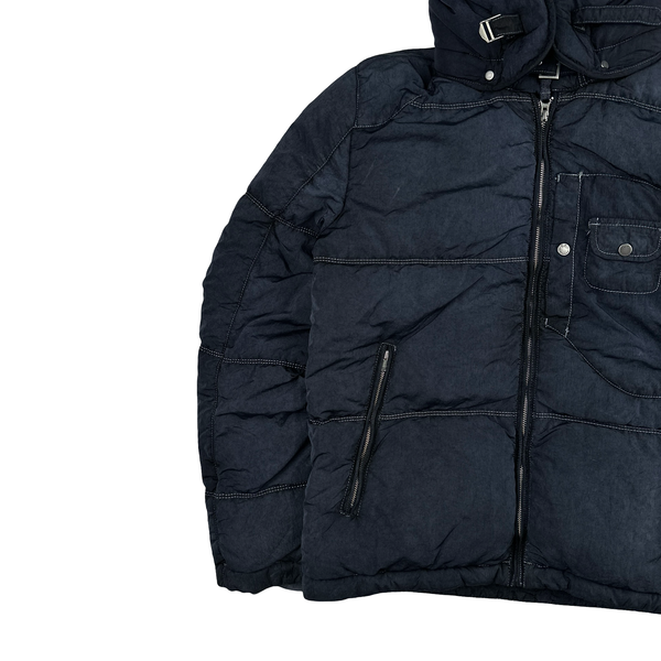 CP Company Blue Down Filled Frosted Nylon Puffer Jacket - Medium