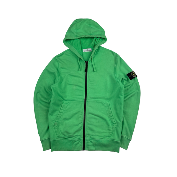 Stone Island 2022 Green Cotton Zipped Hoodie - Medium